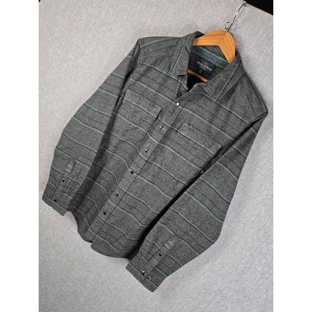 Beach & Barn 100% Cotton Long Sleeve Snap Front Shirt Mens Sz M
